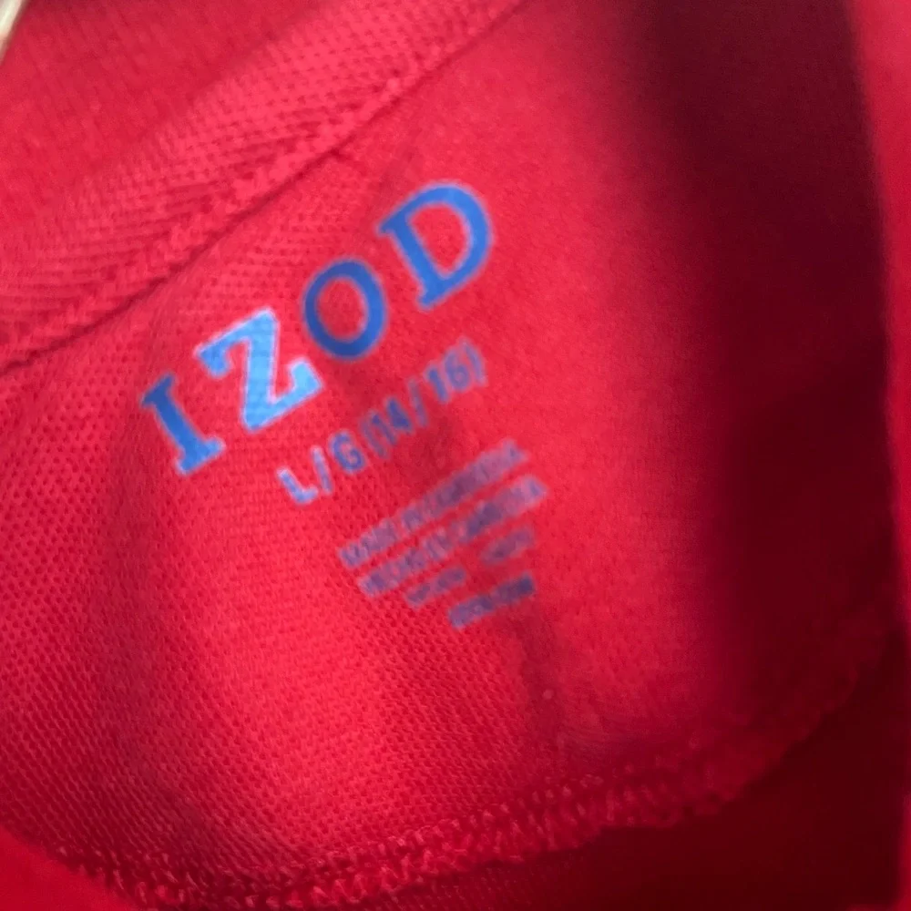 Kids IZOD Short Sleeve Button Up Red Polo Shirt Size L